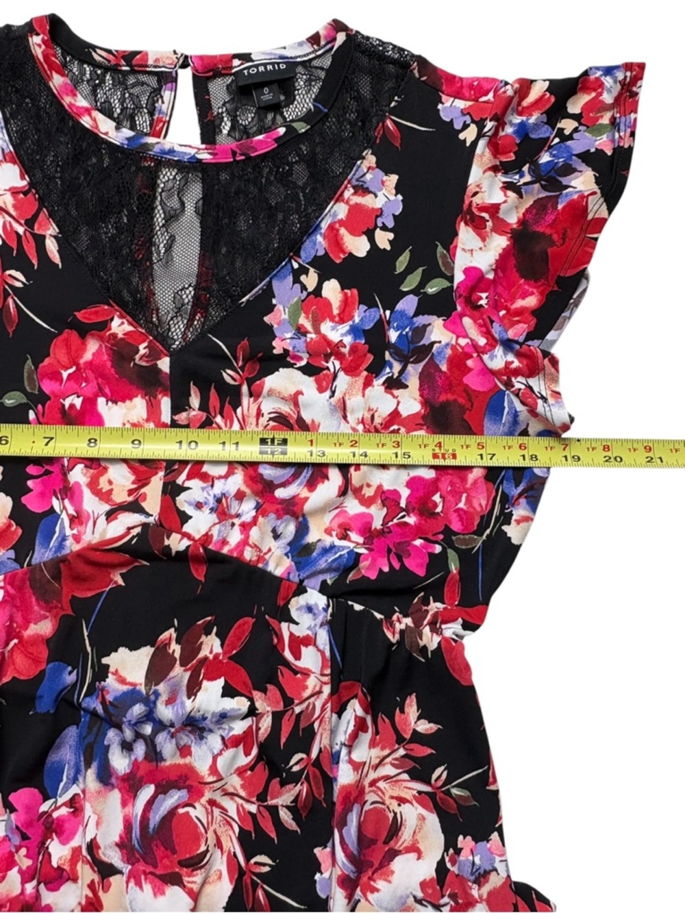 Torrid Black Floral Lace Asymmetrical Midi Skater Dress • Torrid Size 0 / US L - Picture 9 of 13
